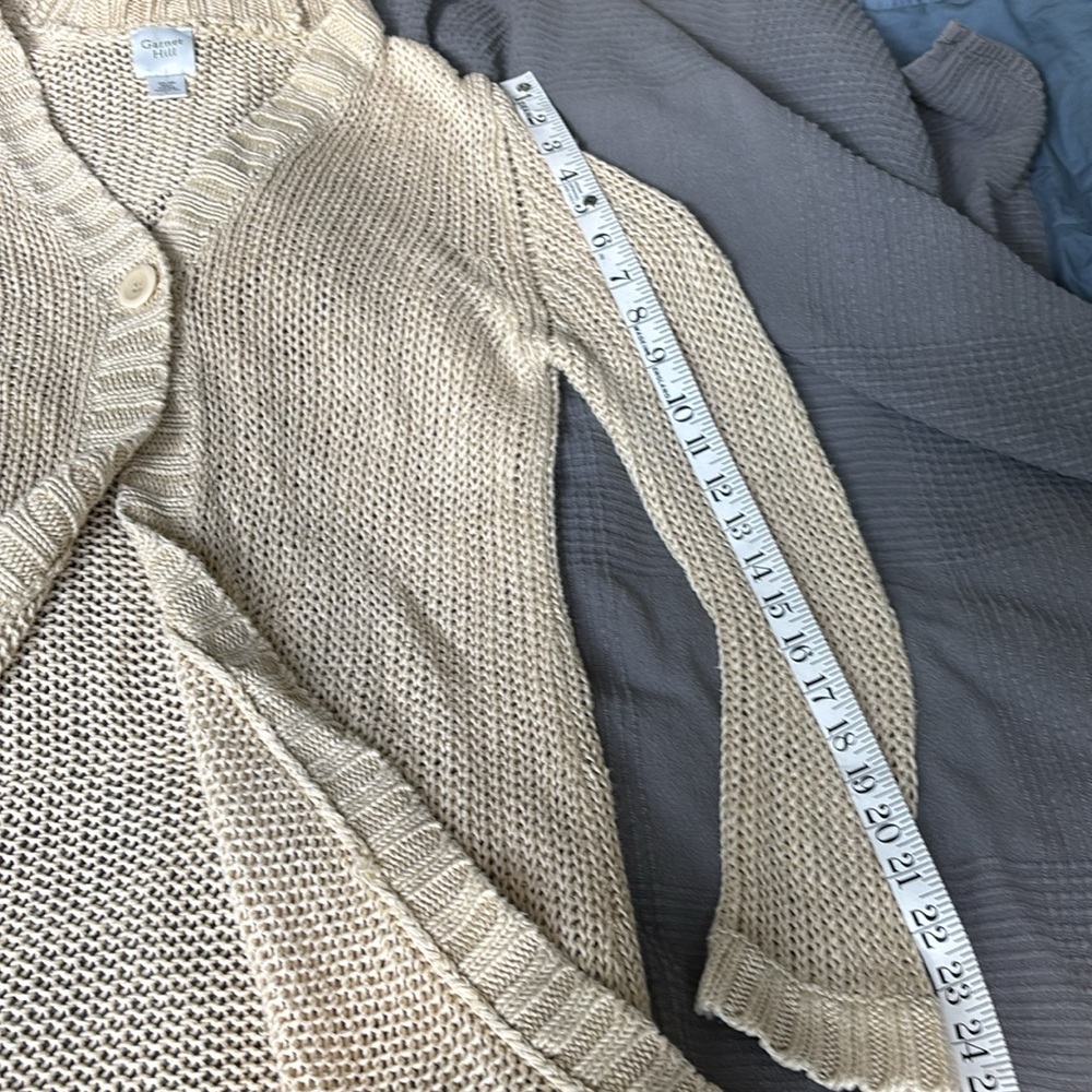 Garnet Hill Linen Cardigan Sweater Size Small Beige - Picture 10 of 12